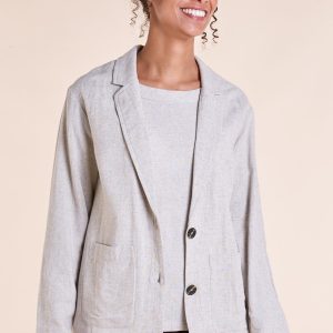 Relaxed Linen Jacket - Light Heather Grey