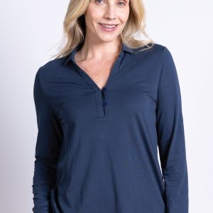 Collared Top - Navy Blue