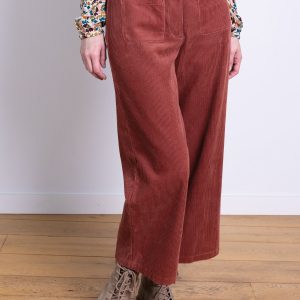 Pocket Cropped Trouser - Reddish Brown