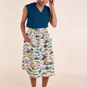 Casual Printed Skirt - Cream