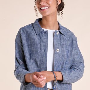 Cotton Chambray Jacket - Light Blue